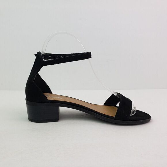 Qupid Alvarez Womens Size 6 Black Ankle Strap Open Toe Block Heeled Sandals - Picture 2 of 10